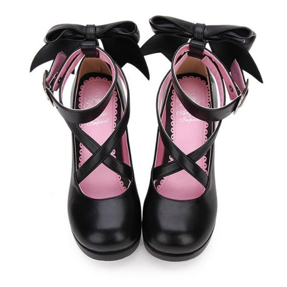 Angelic Imprint Bow platform heels